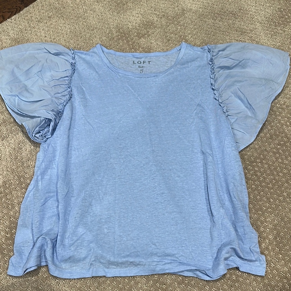 LOFT Women's Blue Puff Sleeve Top